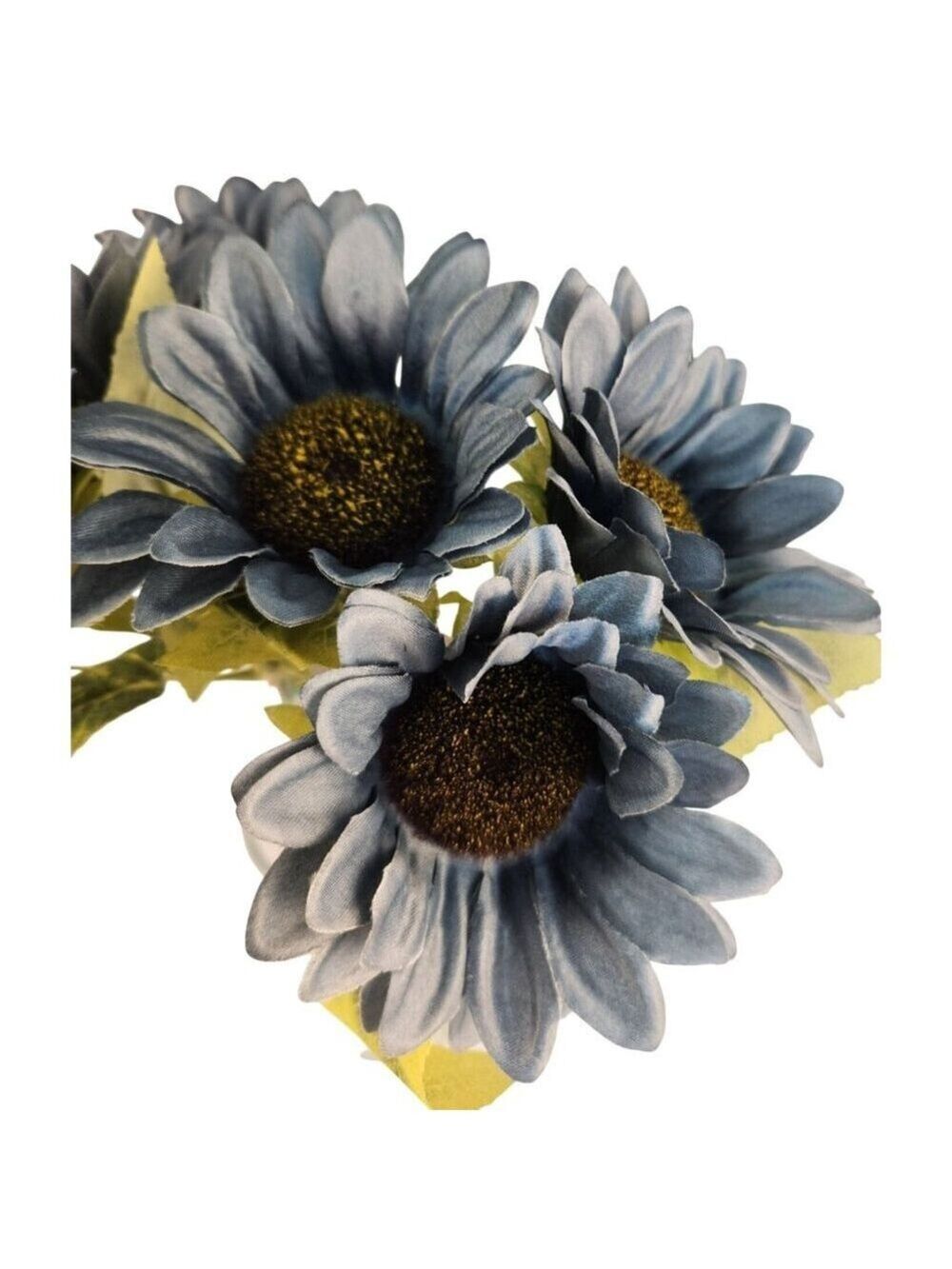 Faux Silk Sunflower Stems 15in Dusty Blue 3pc Artificial Flowers Decor